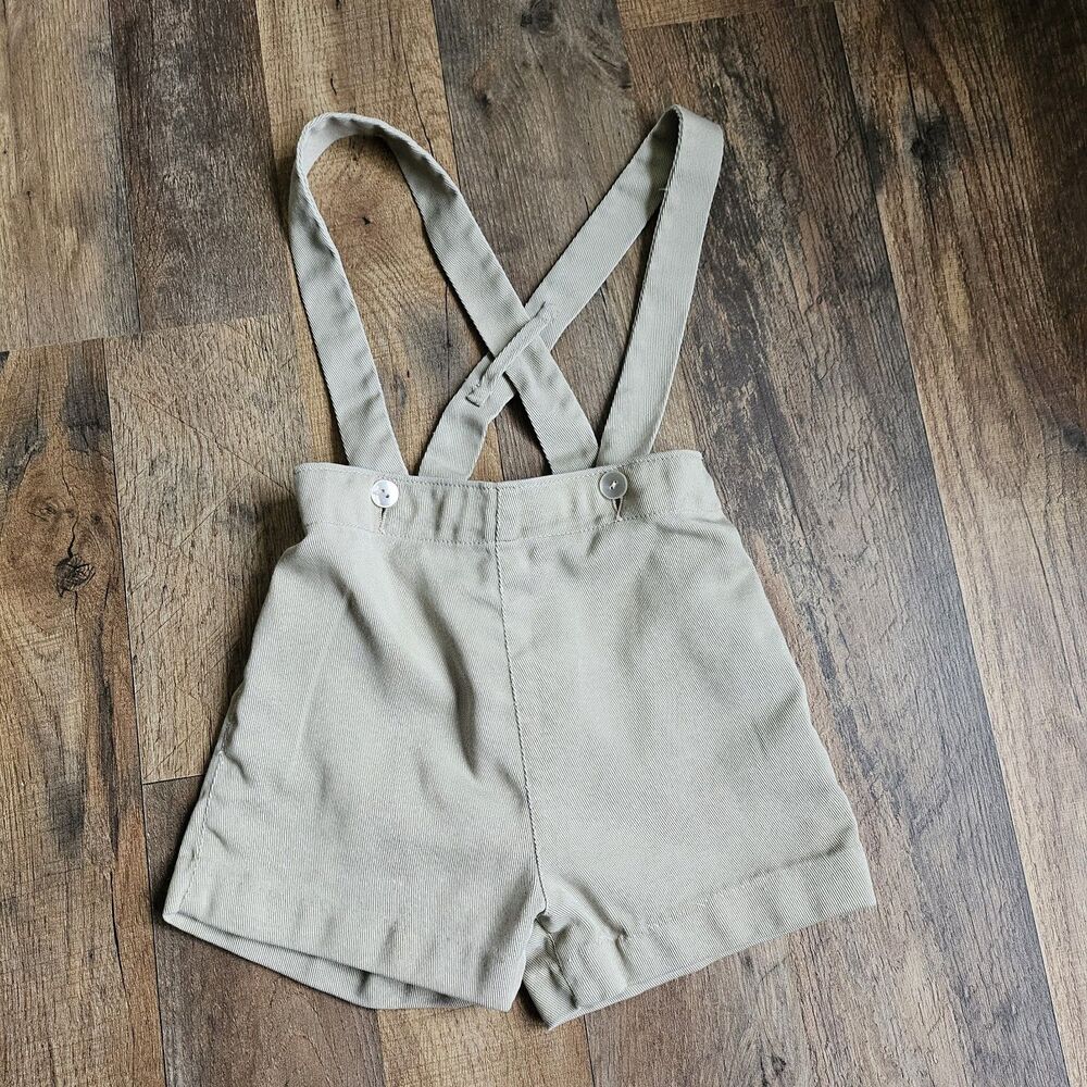 Imp Originals Vintage Tan Button Strap Shorts - T-4 - Single Stitches - EUC
